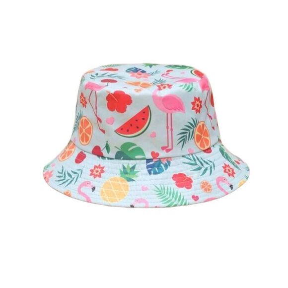 Reversible Flamingo & Watermelon Print Bucket Hat - Picture 1 of 4